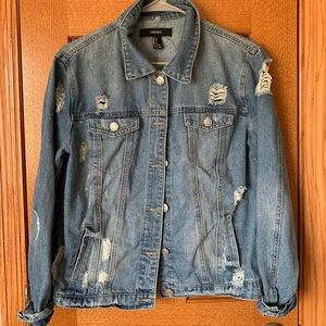 Distressed jeans jacket